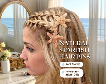 Real Starfish Hair Pins, Set of 2 Beach Wedding Hair Accessories, Mermaid Costume Clip, Nautical Bridesmaid Gift Idea