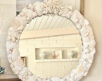 Seashell Mirror - Made to Order - beach decor coastal sea shell nautical