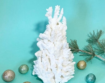 Beach Christmas Tree  - All Natural Coral Tree - 5" high - coastal beach decor holiday decoration tabletop tree