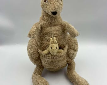 Ikea Vintage Kangaroo Soft Toy Klappar Kanguru Mum & Baby in Pouch NOS