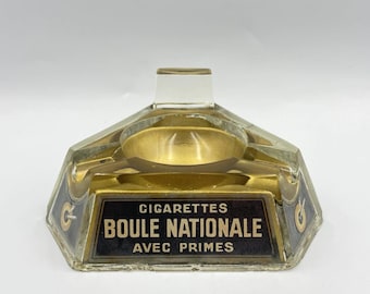 Ashtray National Ball Advertising with antique vintage match holder