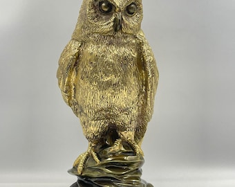 Large Brass Owl Sculpture – 38cm Regency Style Statement Collectible