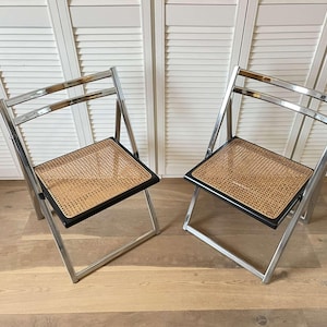 Two Vintage Mid Century Italian Folding Chairs Made by Arrben in Italy in the 1970s