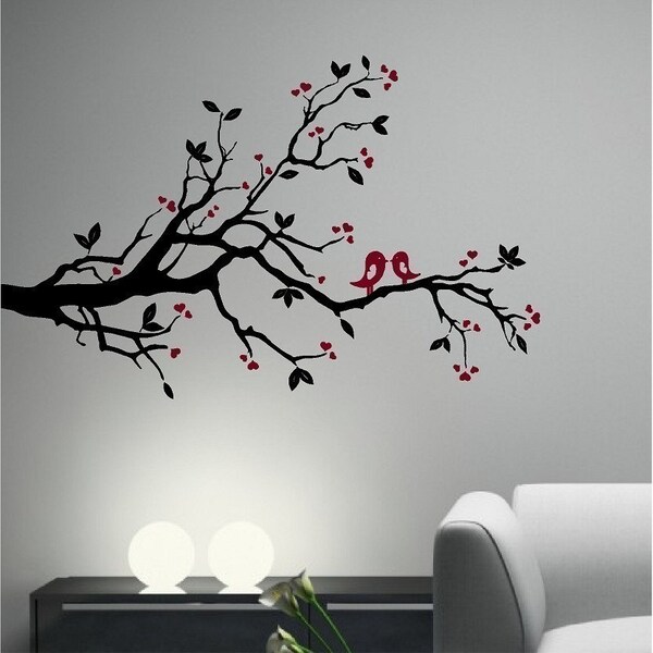 KISSING LOVE BIRD on a TREE BRANCH Vinyl Wall Decal - Sticker- Wall Art - LARGEST SIZE - LOWEST PRICE