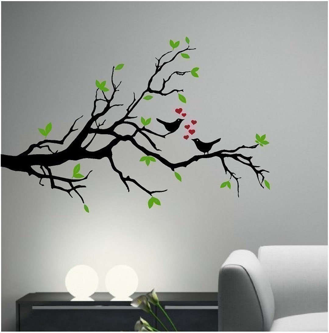 LOVE BIRDS on an Olive TREE Branch - Vinyl Decal Sticker Wall Art - Etsy