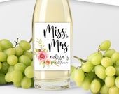 Miss to Mrs Bridal Shower Floral Wine Labels - Table Number Wine Labels - Personalized Elegant Flower Wedding Wine Bottle Sticker Il_170x135