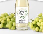 Miss to Mrs Bridal Shower Wreath Wine Labels - Table Number Wine Labels - Personalized Elegant Flower Wedding Wine Bottle Sticker Il_170x135