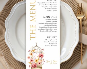 Personalized Printed Wedding Menu, Set of 25 Menu Cards, Modern Wedding Menu Card for Dinner , Birthday, Shower, Quinceañera, Sweet Sixteem