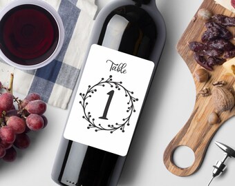 Elegant Table Number Wine Labels - Classic Table Number Wine Labels - Personalized Wedding Table Number