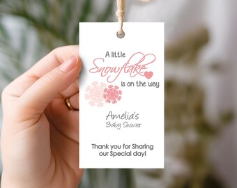 Baby Girl Shower Tags - A Little Snowflake is on the way Tags - Printed Thank you for Celebrating with me Labels