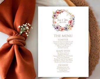 Personalized Printed Wedding Menu, Set of 25 Elegant Menu Card, Modern Wedding Menu Card for Dinner, Birthday, Quinceañera, Sweet Sixteen