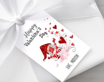 Valentine's Day Tags - Valentine's Gnomes Personalized tags - Valentine's favor tags