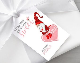 Cute Valentine's Day Tags - Valentine's Gnomes Personalized tags - Valentine's favor tags