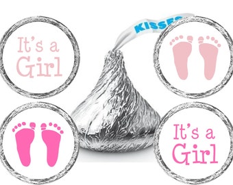 Baby Shower Stickers - It is a Girl Stickers - Baby Shower Candy Stickers - Footprint Candy Stickers - Set of 324 Stickers