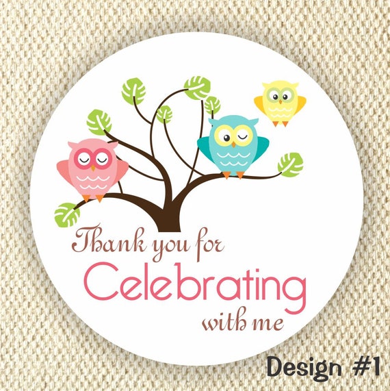 Owl Favor Stickers - Baby Shower Stickers - Family Owl favor stickers- Thank you for Celebrating with me Il_570xn