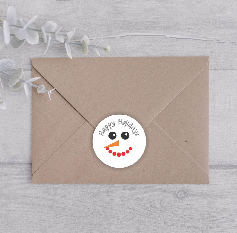 Christmas Labels Snowman Happy Holidays favor Stickers Christmas favor Stickers Family Holiday Label image 6