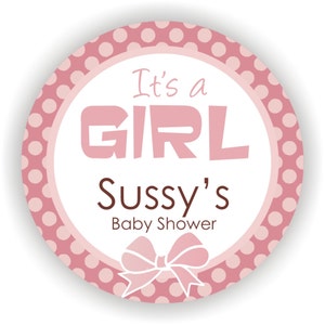 It&#39;s a Girl Stickers - 40 Thank You 2 inch circle Stickers - Birthday - Baby Shower - Envelope Seal - Address Label - Personalized