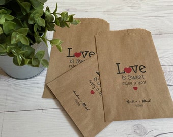 Love is Sweet Take a Treat Paper Bags - Donut Leave without a Treat Wedding Favor Paper Bags - Personalized Favors