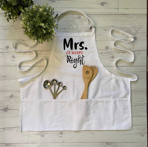 Mrs Always Right and Mr Right Apron for Adults Custom Anniversary