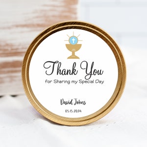 Boys Communion Stickers -  Baptism or Communion Stickers - Chalise Design Favor Stickers