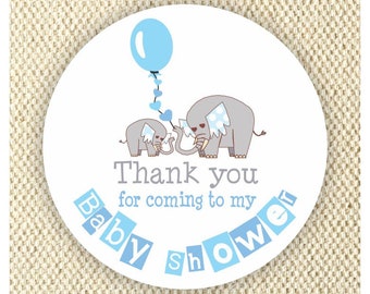 Elephant Baby Shower Thank You Stickers - Boys Baby Shower Labels - Thank You Coming to my Baby Shower stickers