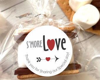 S'MORE Love Labels - Wedding favor stickers - Anniversary Favor Stickers - Thank you for Sharing our Special Day