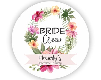 Bride Crew Bridal Shower Stickers - Personalized Bridal Shower Stickers - Floral Wreath Stickers - Bachelorette Party Stickers