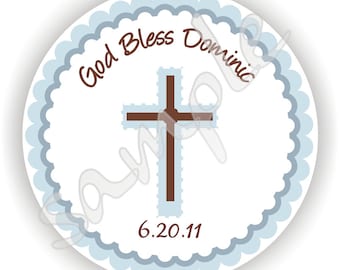 Personalized Baptism Stickers - 2 inch Circle, Envelope Seals (Set of 100)