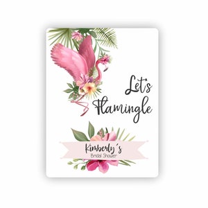 Let's Flamingle Bridal Shower Wine Labels Last Flamingle Wine Labels Personalized Bachelorette Party Wine Bottle Sticker image 2
