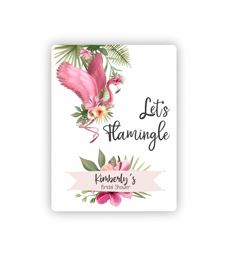 Let's Flamingle Bridal Shower Wine Labels Last Flamingle Wine Labels Personalized Bachelorette Party Wine Bottle Sticker image 2