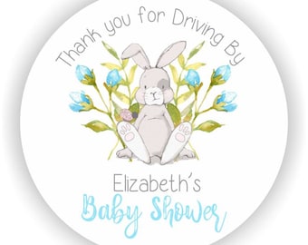 Thank You For Driving By Baby Girl Shower Stickers - A Little Bunny Girl is on the way Stickers - Easter Birthday Stickers