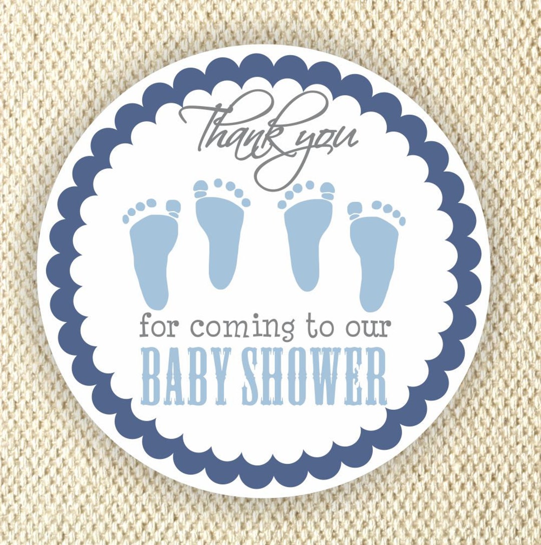 Boy Twins Baby Shower - Thank You 2inch Circle Stickers - Baby Shower ...