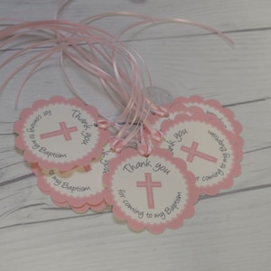 Thank You 2inch circle Tags with scalloped edges - Birthday Favor Tags - Communion Favor Tags - Baptism Favor Tags - Personalized Tags