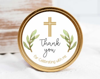 Communion Stickers - Green Baptism or Communion Stickers - Cross Design Favor Stickers