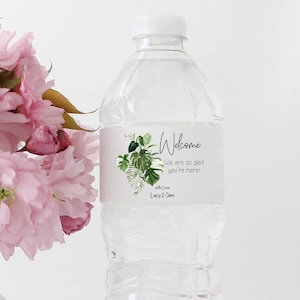 Water Bottle Label Wedding Water - Water Bottle Labels - Bridal Party Water labels - Welcome Labels Eucalyptus Branch Greenery
