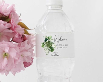 Water Bottle Label Wedding Water - Water Bottle Labels - Bridal Party Water labels - Welcome Labels Eucalyptus Branch Greenery