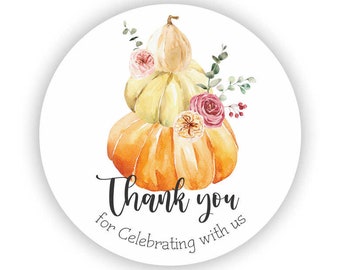 Fall Arrangement Thank You  Stickers - Thank you for Celebrating with us Stickers - Fall Wedding Stickers - Fall Baby Shower Stickers