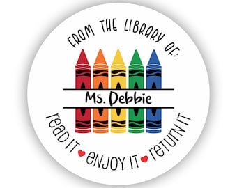 Teacher Book labels - Teacher Name Stickers - Personalized Teachers library stickers - Set of 60 stickers