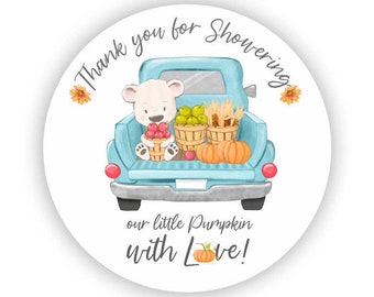 Baby Shower Stickers - A Little Pumpkin is on the way Stickers - Thank you for Celebrating with me