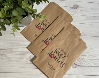 All You Need is Love and Donuts Bags - Donut Leave without a Treat Wedding Favor Paper Bags - Personalized Favors