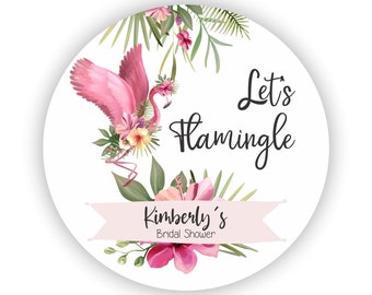 Let's Flamingle Bridal Shower Stickers - Personalized Bridal Shower Stickers - Last Flamingle Stickers - Bachelorette Party Stickers