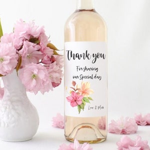 Elegant Wedding Thank You for Sharing our Special Day Wine Labels - Wedding Thank you Wine labels - Personalized Wine Bottle Labels