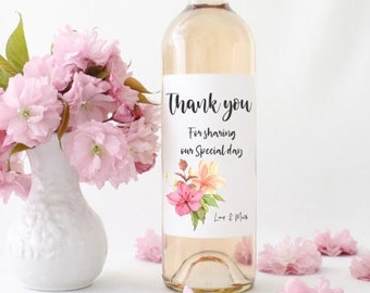 Elegant Wedding Thank You for Sharing our Special Day Wine Labels - Wedding Thank you Wine labels - Personalized Wine Bottle Labels