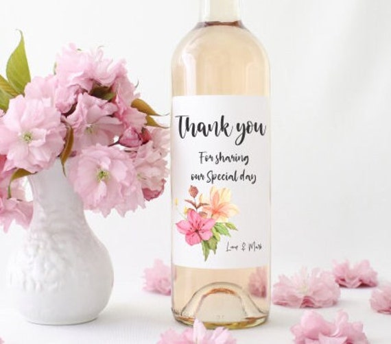 Elegant Wedding Thank You for Sharing our Special Day Wine Labels - Wedding Thank you Wine labels - Personalized Wine Bottle Labels Il_570xn