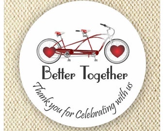 Tandem Bike Wedding Stickers - Personalized Labels - Bridal Shower Labels