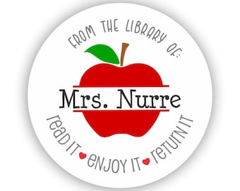 Teacher Book labels - Teacher Name Stickers - Personalized Teachers library stickers - Set of 60 stickers