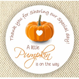 Baby Shower Stickers A Little Pumpkin is on the way Stickers Thank you for Celebrating with me image 2