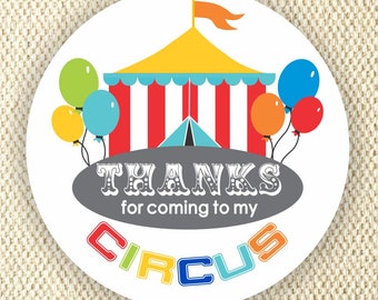 Circus Thank You stickers - Birthday favor stickers - Baby Shower Thank You stickers