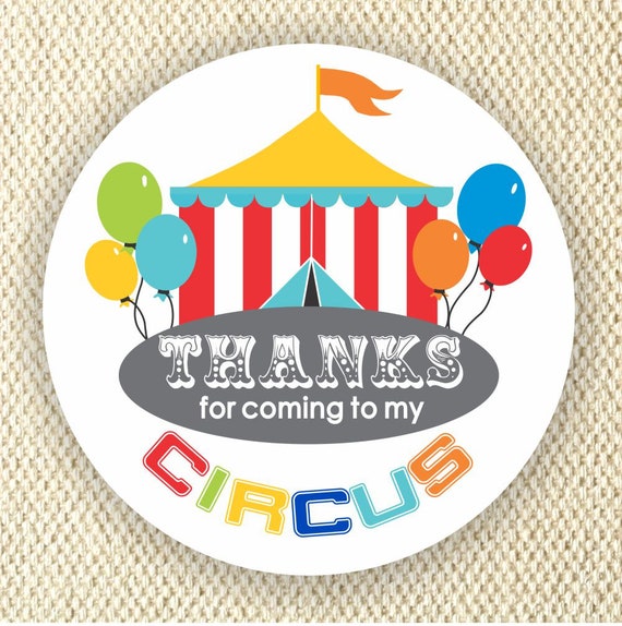 Circus Thank You stickers - Birthday favor stickers - Baby Shower Thank You stickers Il_570xn