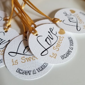 Love is Sweet Enjoy a Treat favor Tags - Wedding Favor Tags - Anniversary Tags - Favor Tags - Love is Sweet Tags